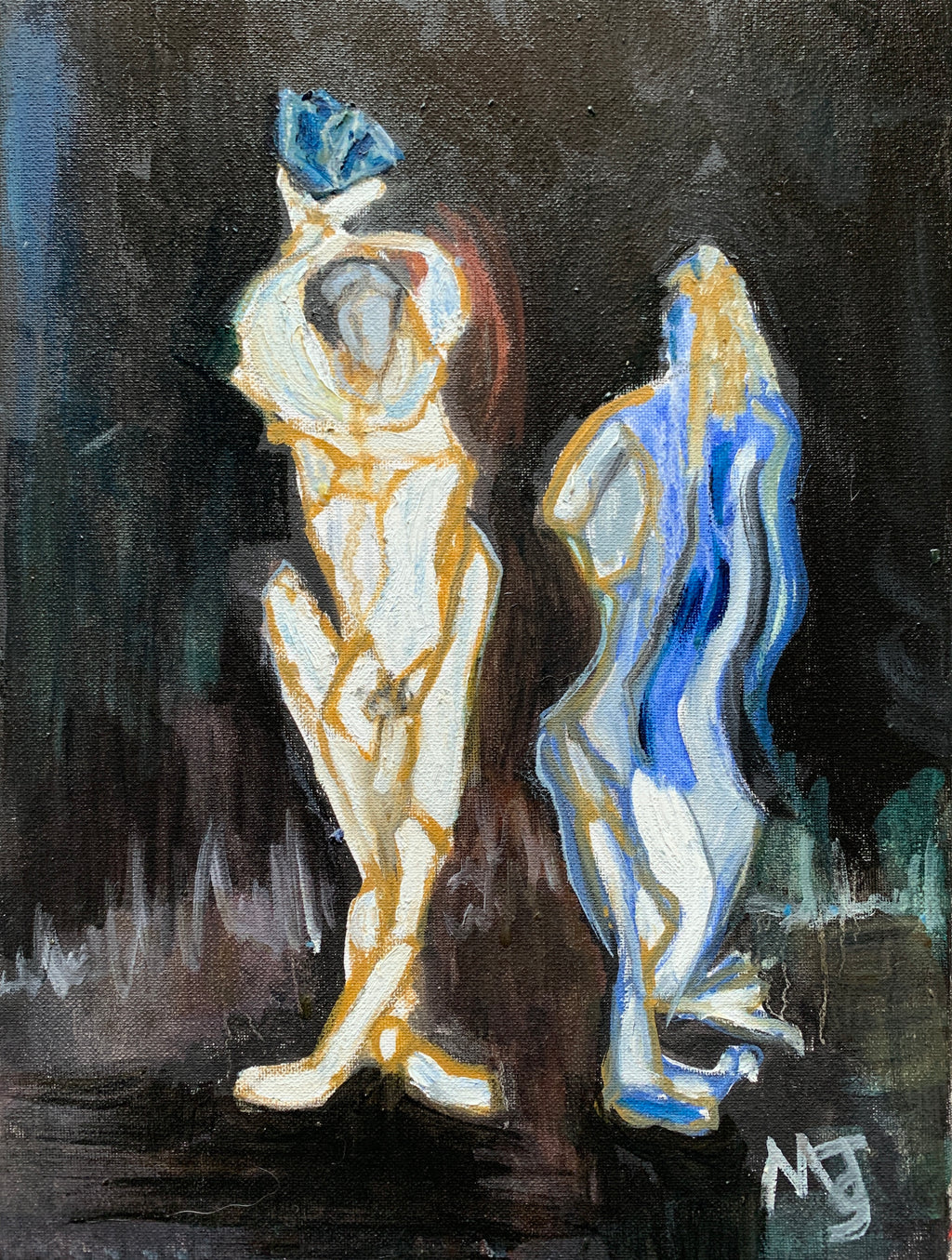BUSH SHOWER WITH RETIREMENT SAPPHIRE 2024 OIL ON CANVAS