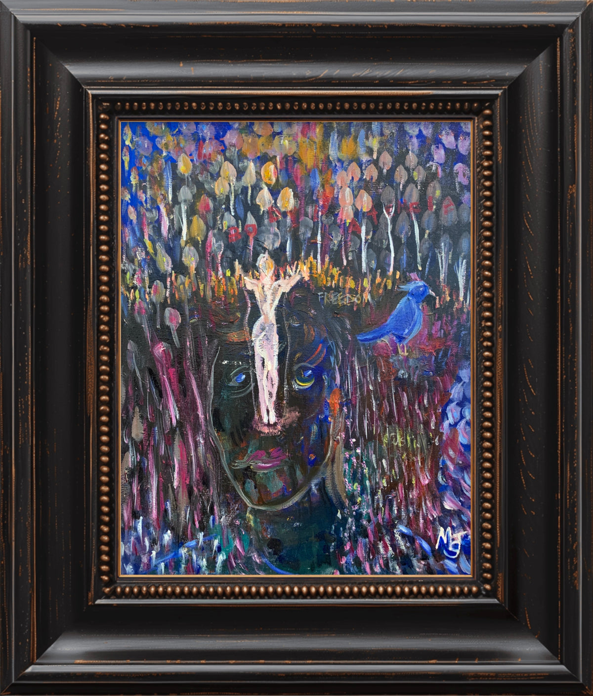 'BETRAYAL WOUND’ 2022 MELANI DU JARDIN OIL ON CANVAS FRAMED 50 X 60 CM