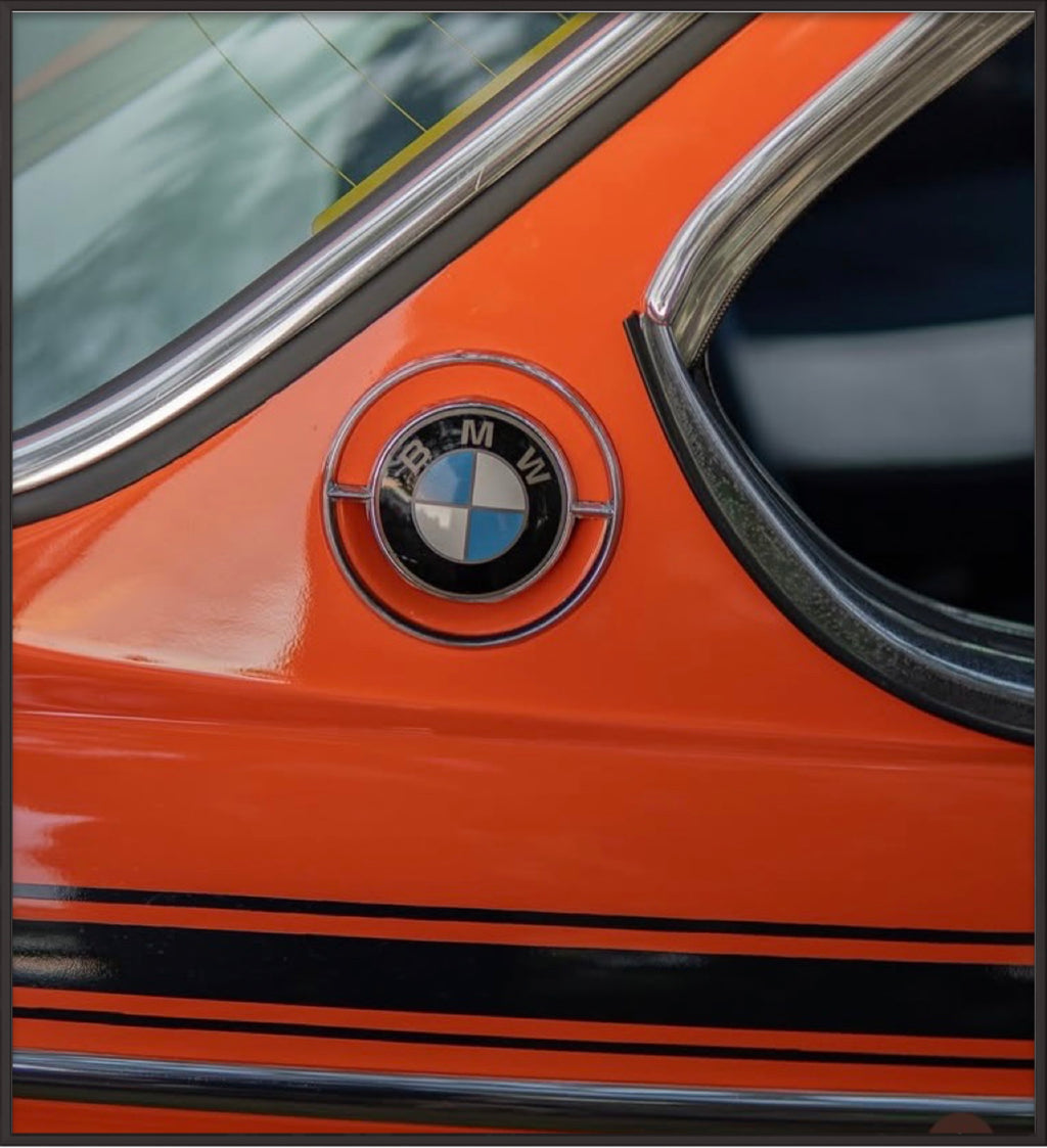 ‘BMW SHEER DRIVING PLEASURE’ LIMITED EDITION SIGNED AND FRAMED CANVAS PHOTOGRAPHIC PRINT 106 X 106 CM