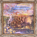 ‘PROTESTERS BURNS’ OIL ON BOARD FRAMED 70 x 70 CM