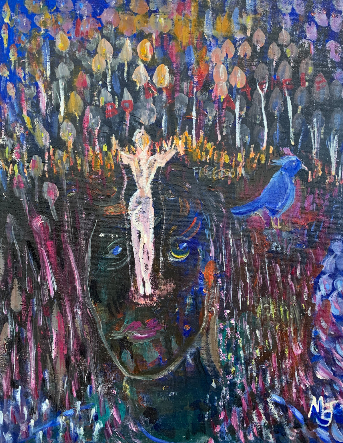 'BETRAYAL WOUND’ 2022 MELANI DU JARDIN OIL ON CANVAS FRAMED 50 X 60 CM