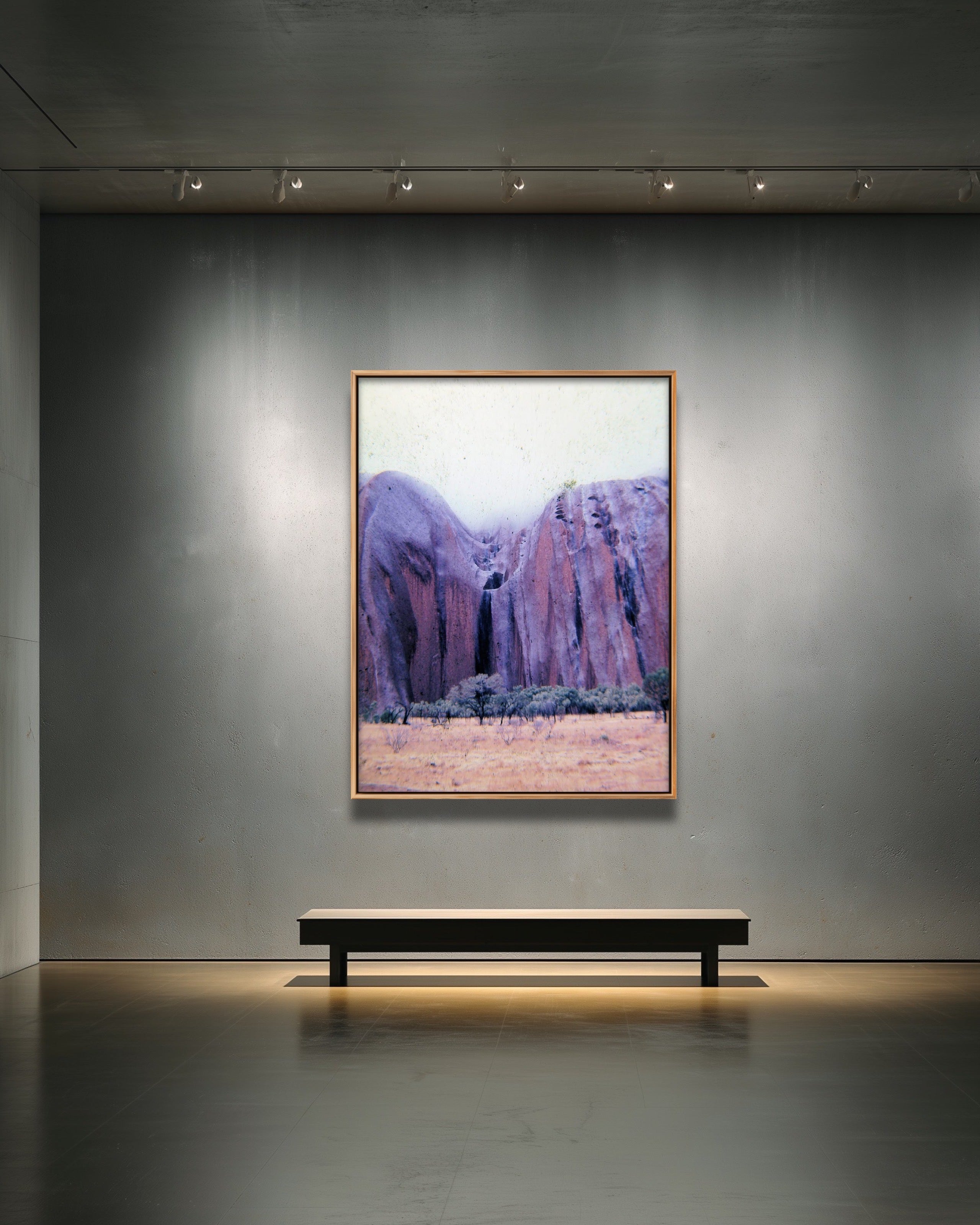 'ULURU IN FLOOD 1' 1981 IAN R. JARDINE LIMITED EDITION FRAMED CANVAS PRINT
