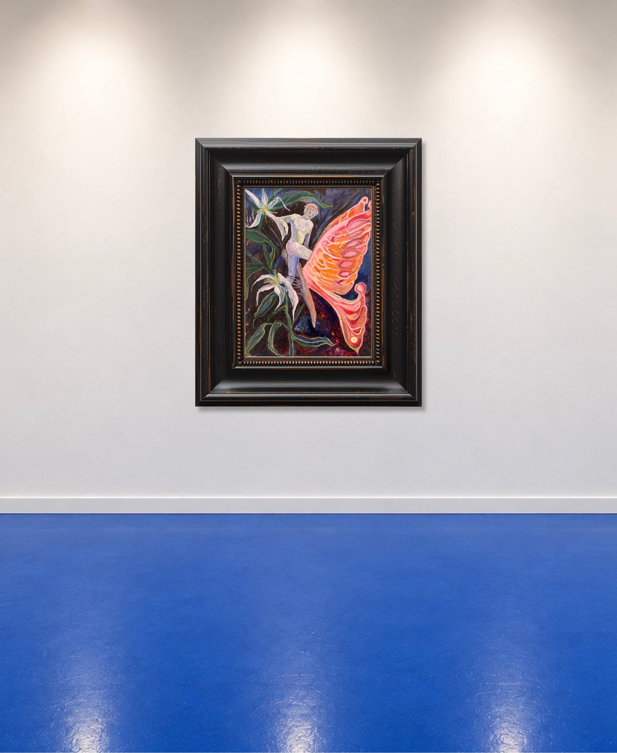 'AN ELF ALIGHTS HIS STEED FOR GREENER PASTURES' 2026 MELANI DU JARDIN OIL ON CANVAS FRAMED 50 X 60 CM