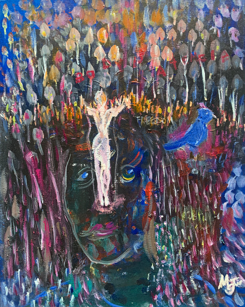 'BETRAYAL WOUND’ 2022 MELANI DU JARDIN OIL ON CANVAS FRAMED 50 X 60 CM