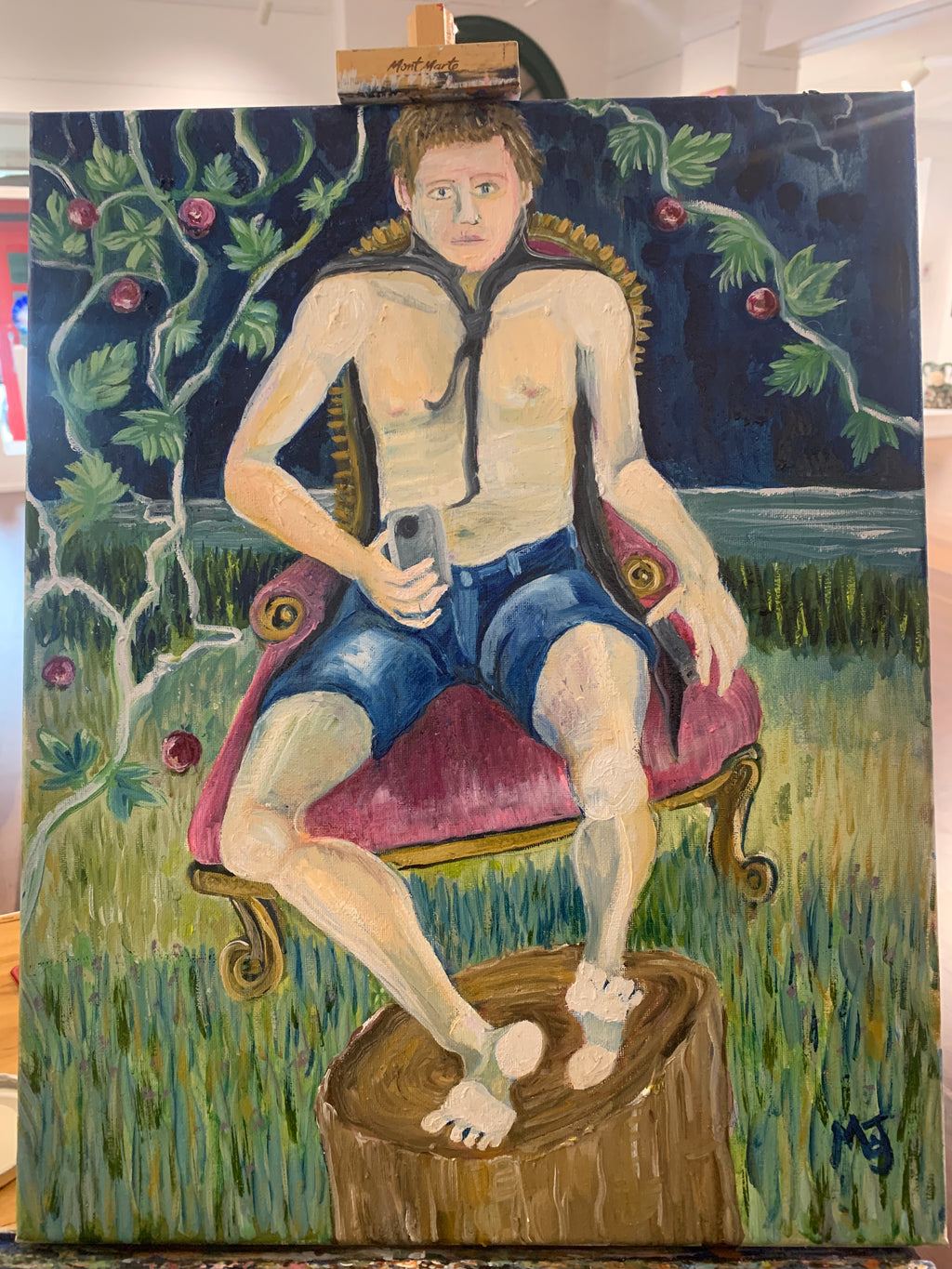 'GHOSTED ONCE MORE WITH PASSIONFRUIT' 2026 MELANI DU JARDIN OIL ON CANVAS FRAMED 50 X 60 CM