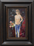 'ALL EYES ON SOMEONE’S LOVER' 2022 MELANI DU JARDIN OIL ON CANVAS FRAMED 27 X 37 CM FRAMED