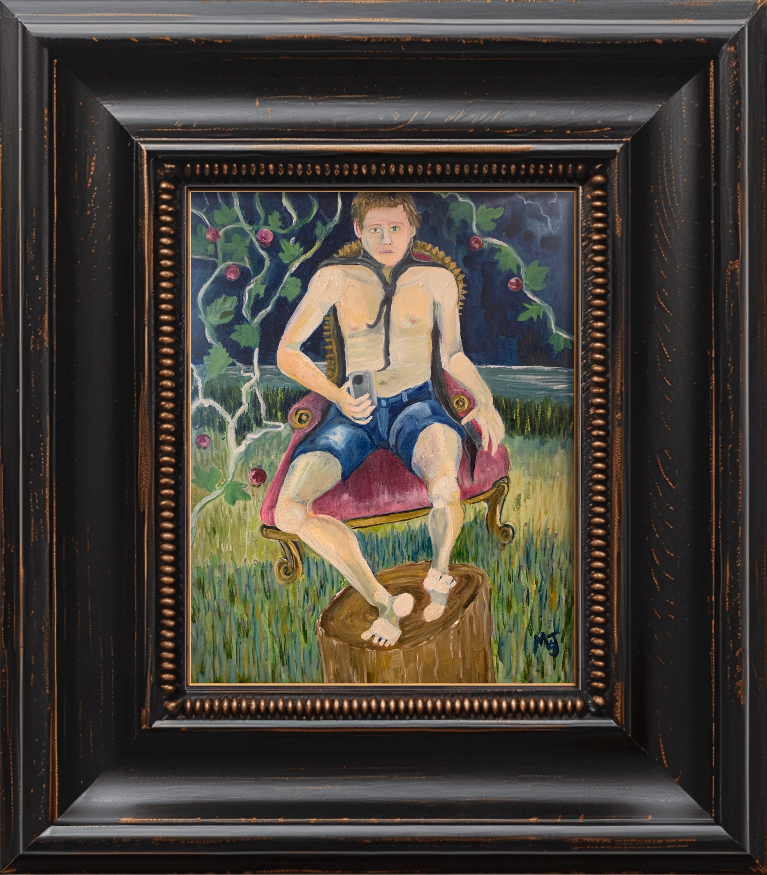 'GHOSTED ONCE MORE WITH PASSIONFRUIT' 2026 MELANI DU JARDIN OIL ON CANVAS FRAMED 50 X 60 CM